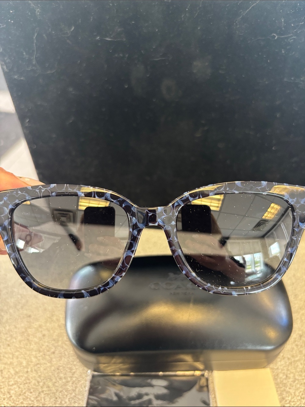 Coach Patterned Black and Blue Cat-Eye Sunglasses - Picture 5 of 6